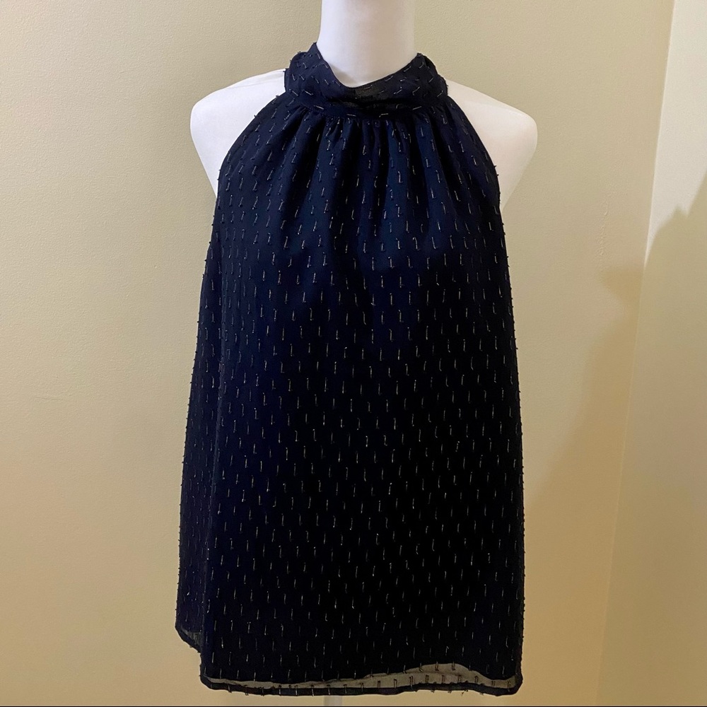 J. Crew Factory Gold Thread Tie-Neck Tank Size 10